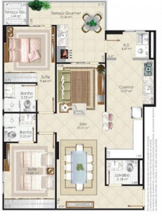 Apartamento com 2 Quartos à Venda, 88 m² em Aviação - Praia Grande