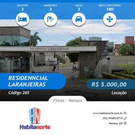 Casa com 3 Quartos para Alugar,  em Flores - Manaus