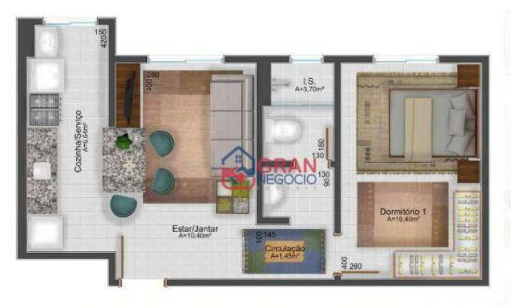 Imagem Apartamento com 1 Quarto à Venda, 36 m² em Lamenha Pequena - Almirante Tamandaré