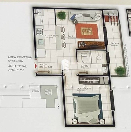 Imagem Apartamento com 1 Quarto à Venda, 35 m² em Camobi - Santa Maria