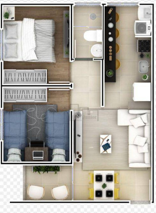 Imagem Apartamento com 2 Quartos à Venda, 44 m² em Jardim Simus - Sorocaba