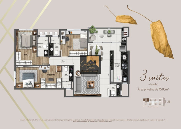 Imagem Apartamento com 3 Quartos à Venda, em Kobrasol - São José Imagem Apartamento com 3 Quartos à Venda, em Kobrasol - São José