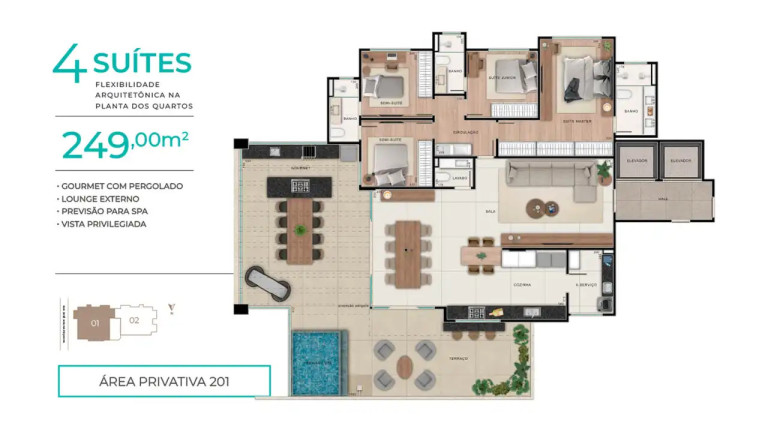 Apartamento com 4 Quartos à Venda, 142 m² em Ouro Preto - Belo Horizonte