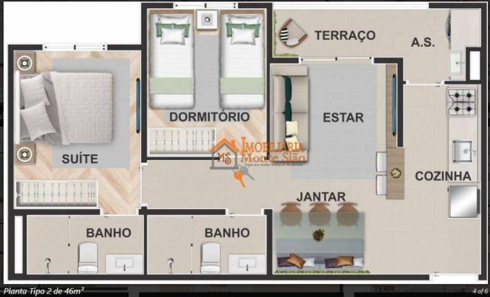 Imagem Apartamento com 2 Quartos à Venda, 46 m² em Centro - Guarulhos