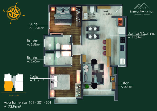 Imagem Apartamento com 1 Quarto à Venda, 46 m² em Moura - Gramado Imagem Apartamento com 1 Quarto à Venda, 46 m² em Moura - Gramado
