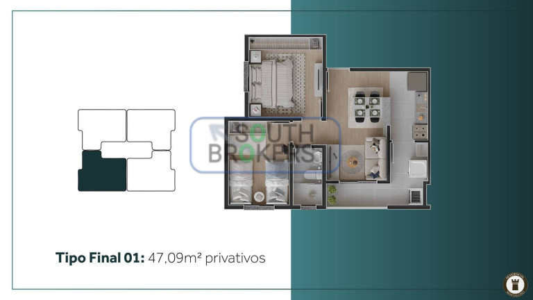 Imagem Apartamento com 2 Quartos à Venda, 44 m² em Itaqui - Campo Largo Imagem Apartamento com 2 Quartos à Venda, 44 m² em Itaqui - Campo Largo