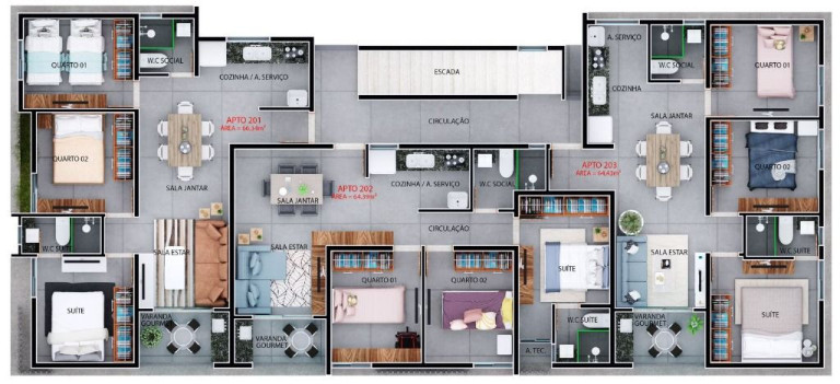 Imagem Apartamento com 3 Quartos à Venda, 61 m² em Altiplano Cabo Branco - João Pessoa