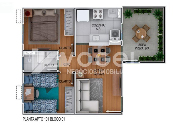 Imagem Apartamento com 2 Quartos à Venda, 42 m² em Jansen - Gravatai
