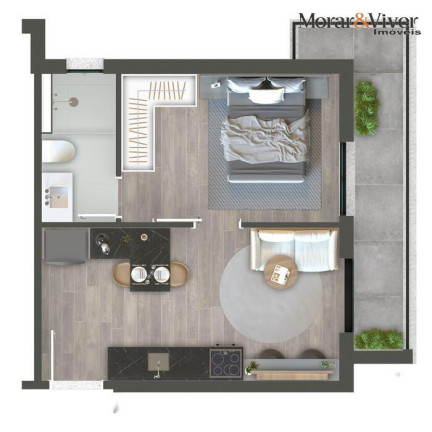 Imagem Apartamento com 1 Quarto à Venda, 23 m² em Centro - Curitiba