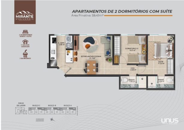 Imagem Apartamento com 2 Quartos à Venda, 59 m² em Coqueiros - Florianópolis Imagem Apartamento com 2 Quartos à Venda, 59 m² em Coqueiros - Florianópolis