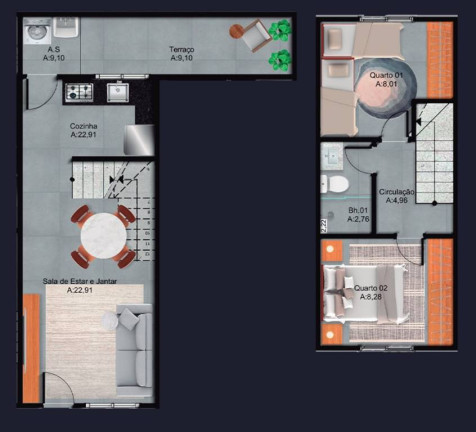 Casa com 2 Quartos à Venda, 55 m² em Tupi - Praia Grande