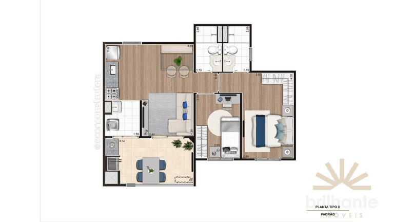 Imagem Apartamento com 2 Quartos à Venda, 44 m² em Campestre - Santo André