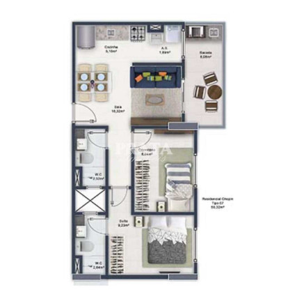 Imagem Apartamento com 2 Quartos à Venda, 57 m² em Boqueirão - Praia Grande