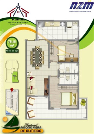 Apartamento com 2 Quartos à Venda, 76 m² em Ocian - Praia Grande