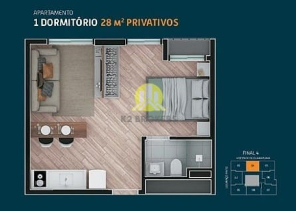 Imagem Apartamento com 2 Quartos à Venda, 33 m² em Centro - Curitiba Imagem Apartamento com 2 Quartos à Venda, 33 m² em Centro - Curitiba