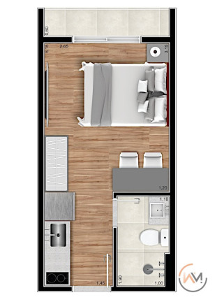 Imagem Apartamento com 1 Quarto à Venda, 17 m² em água Verde - Curitiba