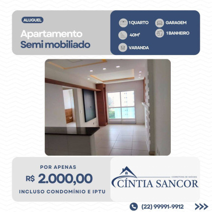 Apartamento com 1 Quarto para Alugar,  em Centro - Campos Dos Goytacazes