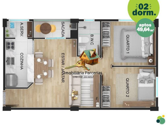 Imagem Apartamento com 2 Quartos à Venda, 49 m² em Aldeia Do Sol (polvilho) - Cajamar