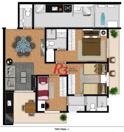 Imagem Apartamento com 3 Quartos à Venda, 83 m² em Boqueirão - Santos Imagem Apartamento com 3 Quartos à Venda, 83 m² em Boqueirão - Santos