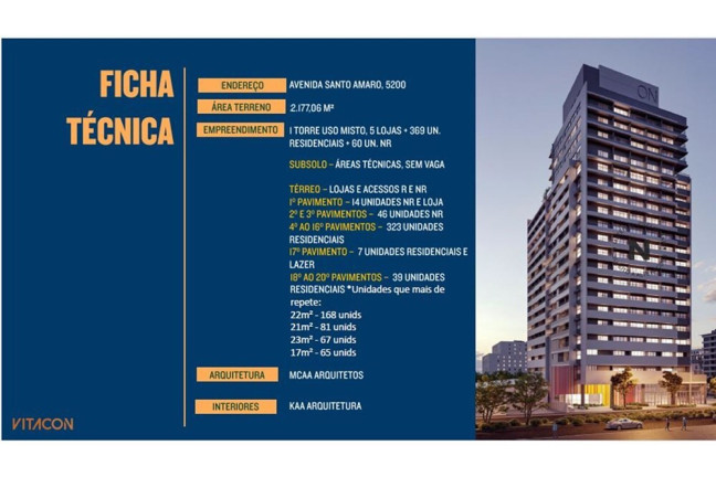 Imóvel com 1 Quarto à Venda, 22 m² em Santo Amaro - São Paulo