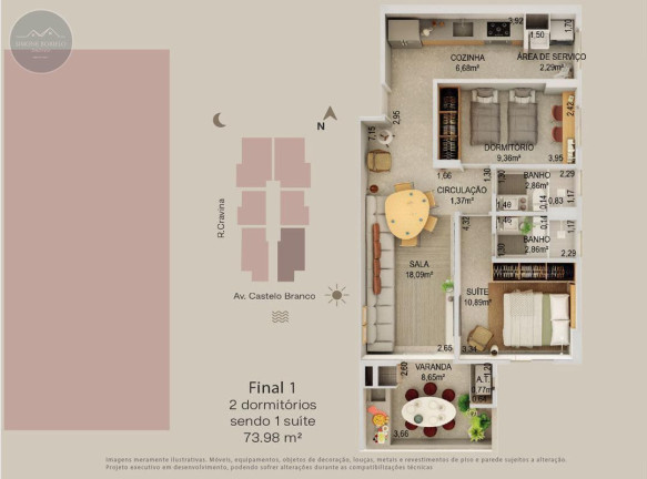 Imagem Imóvel com 2 Quartos à Venda, 73 m² em Real - Praia Grande