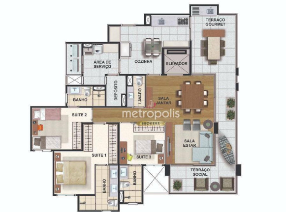 Imagem Apartamento com 3 Quartos à Venda, 131 m² em Jardim - Santo André