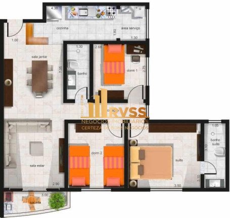Apartamento com 3 Quartos à Venda, 82 m² em Parque Das Nações - Santo André