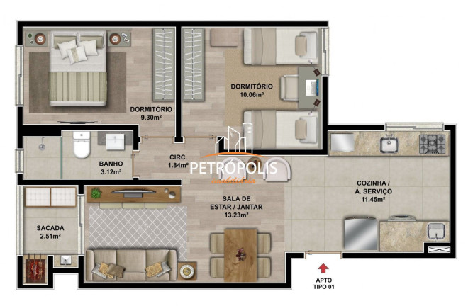 Imagem Apartamento com 2 Quartos à Venda, 59 m² em Nossa Senhora De Lourdes - Caxias Do Sul Imagem Apartamento com 2 Quartos à Venda, 59 m² em Nossa Senhora De Lourdes - Caxias Do Sul