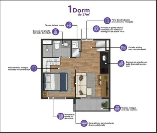 Imagem Studio com 1 Quarto à Venda, 27 m² em Pinheiros - São Paulo