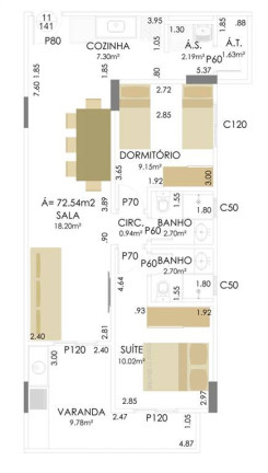 Apartamento com 1 Quarto à Venda, 52 m² em Aviação - Praia Grande