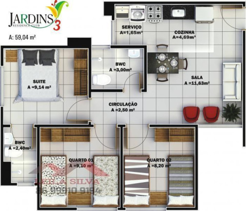 Imagem Apartamento com 2 Quartos à Venda, 59 m² em Dirceu - Teresina