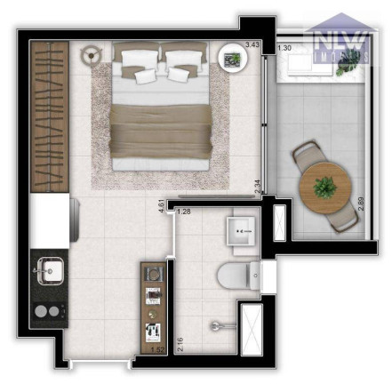 Studio com 1 Quarto à Venda, 23 m² em Santo Amaro - São Paulo
