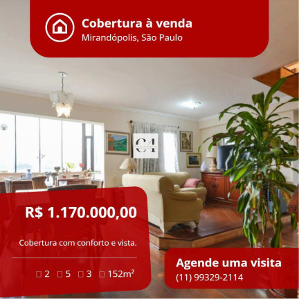 Cobertura com 2 Quartos à Venda, 152 m² em Mirandópolis - São Paulo