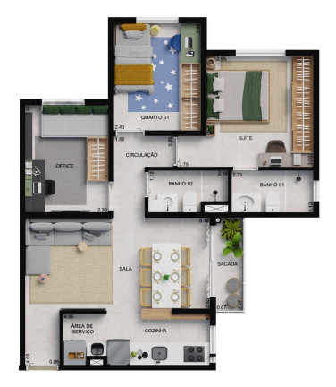 Imagem Apartamento com 3 Quartos à Venda, 61 m² em Setor Sudoeste - Goiânia