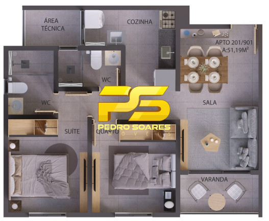 Imagem Apartamento com 2 Quartos à Venda, 48 m² em Jardim Cidade Universitária - João Pessoa