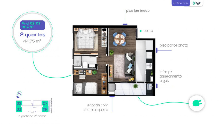 Imagem Apartamento com 2 Quartos à Venda, 49 m² em Capão Raso - Curitiba Imagem Apartamento com 2 Quartos à Venda, 49 m² em Capão Raso - Curitiba