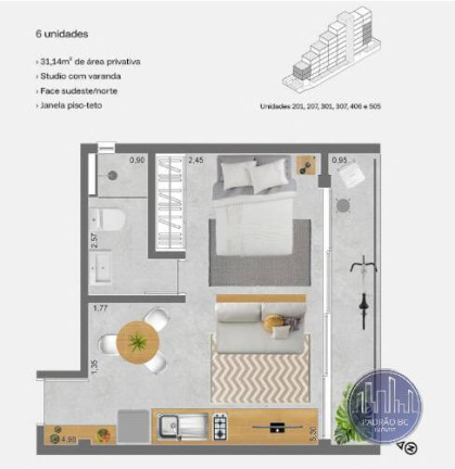Imagem Apartamento com 1 Quarto à Venda, 23 m² em Portão - Curitiba