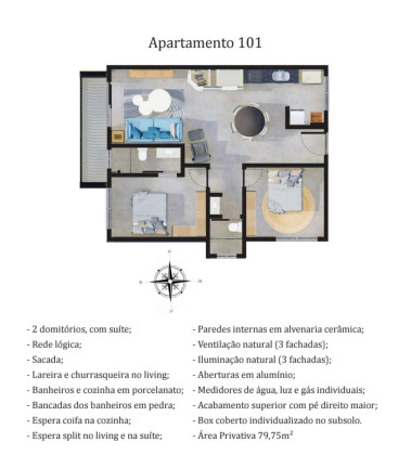 Imagem Apartamento com 2 Quartos à Venda, 79 m² em Centro - Garopaba