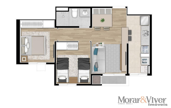 Imagem Apartamento com 2 Quartos à Venda, 44 m² em Campo Comprido - Curitiba