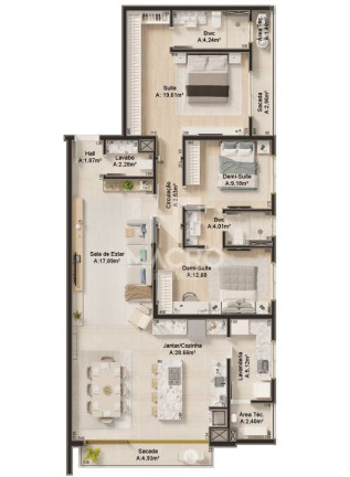 Imagem Apartamento com 3 Quartos à Venda, 138 m² em Czerniewicz - Jaraguá Do Sul