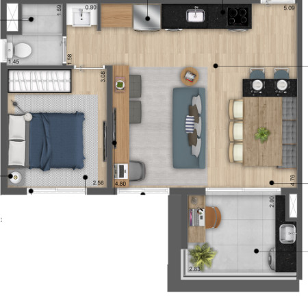 Imagem Apartamento com 1 Quarto à Venda, 40 m² em Mirandópolis - São Paulo