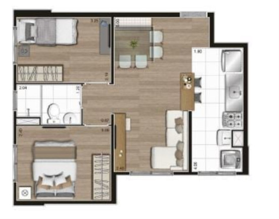 Imagem Apartamento com 2 Quartos à Venda, 42 m² em Maranhão - São Paulo
