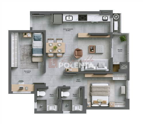 Imagem Apartamento com 2 Quartos à Venda, 65 m² em Comerciário - Criciúma Imagem Apartamento com 2 Quartos à Venda, 65 m² em Comerciário - Criciúma