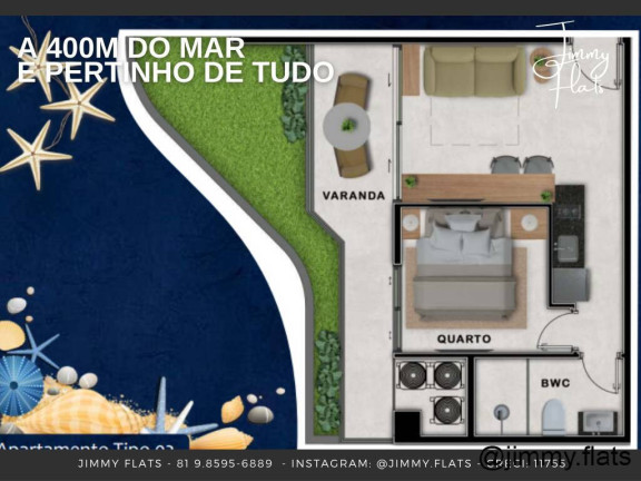 Imagem Apartamento com 1 Quarto à Venda, 21 m² em Centro, Porto De Galinhas - Ipojuca