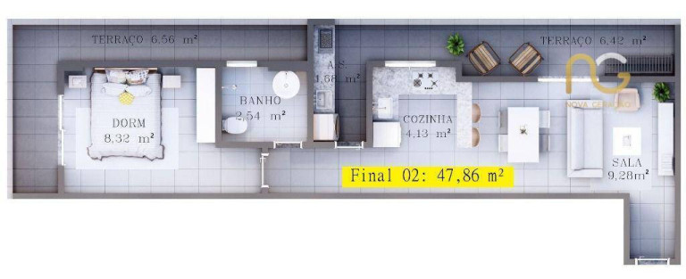 Imagem Apartamento com 1 Quarto à Venda, 41 m² em Canto Do Forte - Praia Grande