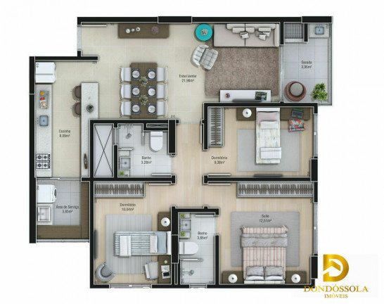 Imagem Apartamento com 3 Quartos à Venda, 92 m² em Centro - Criciúma