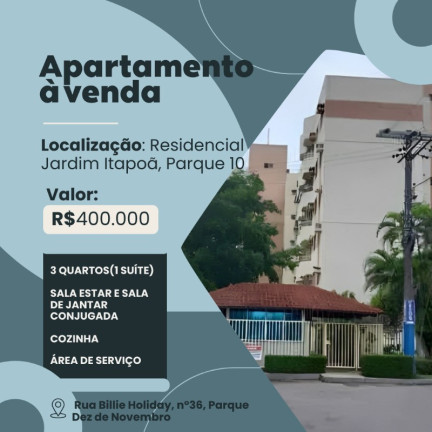 Imagem Imóvel com 3 Quartos à Venda, 72 m² em Parque 10 De Novembro - Manaus