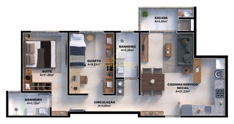 Imagem Apartamento com 2 Quartos à Venda, 59 m² em Nova Palhoça - Palhoça