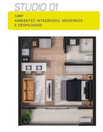 Imagem Apartamento com 1 Quarto à Venda, 34 m² em Centro - Itajaí