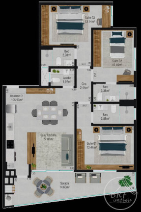 Imagem Apartamento com 2 Quartos à Venda, 89 m² em Barreiros - São José Imagem Apartamento com 2 Quartos à Venda, 89 m² em Barreiros - São José